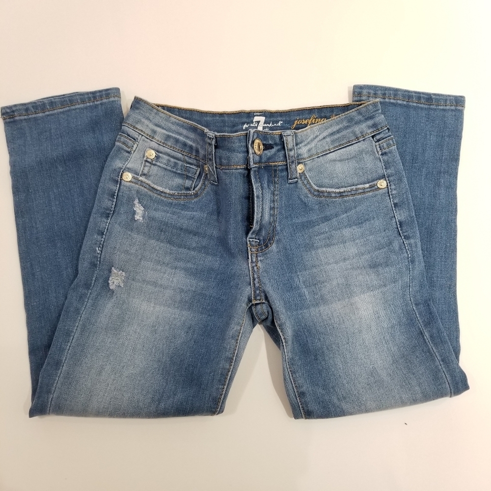 7 For All Mankind Blue Distressed skinny Jeans little girl size 7 (C11)